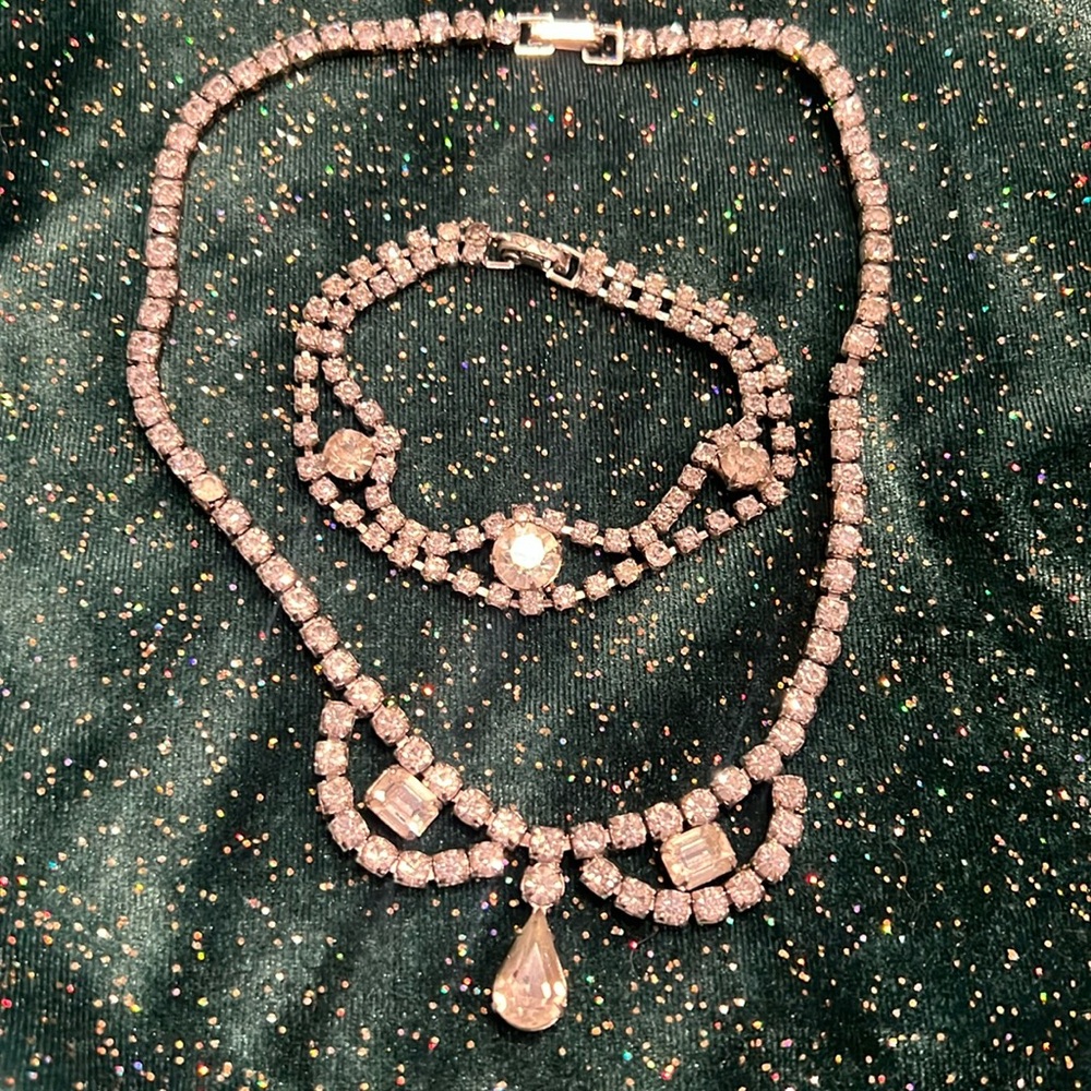 Vintage faux crystal necklace and bracelet.